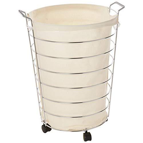 Honey-Can-Do HMP-02108 Steel Canvas Rolling Laundry Hamper, Chrome