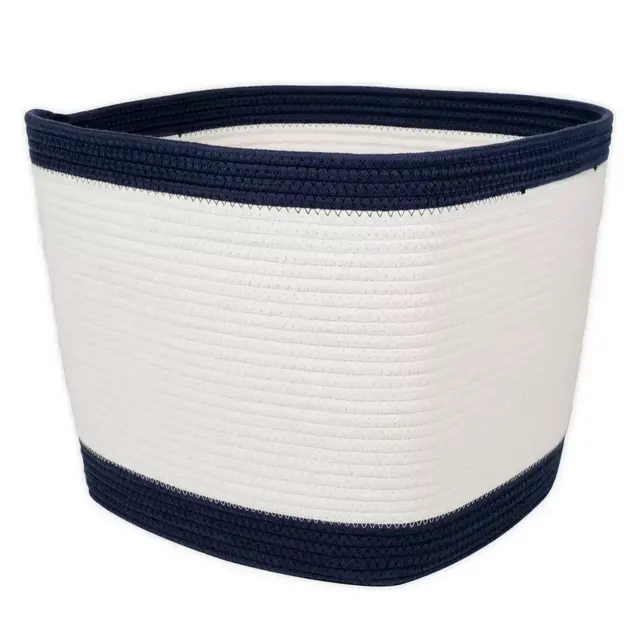 Squared Away™ Colorblock Large Coiled Rope Basket in Blue Depths