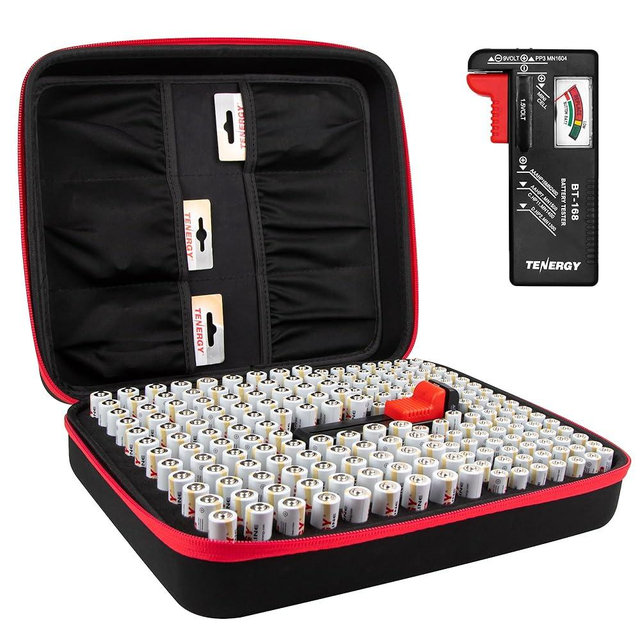 Tenergy Alkaline Batteries & Storage Case, 100xAAs 100xAAA Batteries and Battery Organizer Case