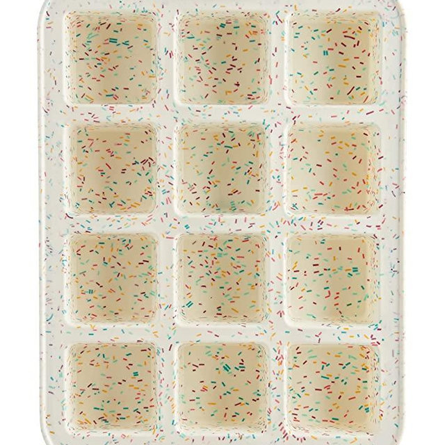 Trudeau Brownie Pan-White Confetti/Fuchsia, 12 Cavity