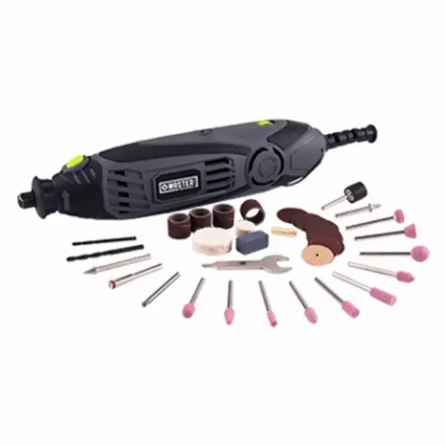 Master Mechanic 40 Piece Rotary Tool with Accessories Kit, Pencil Style, and Spindle Lock Design for Repairs and Home Improvement