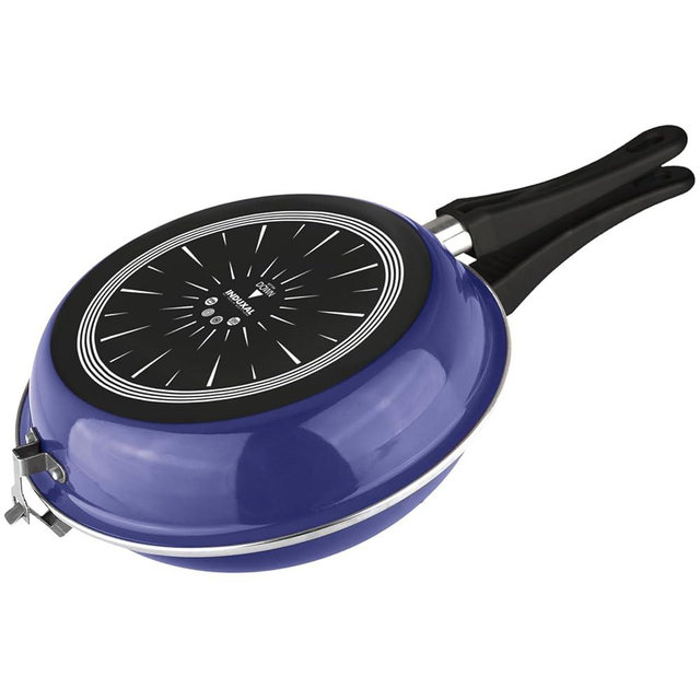 MAGEFESA Coral 9.4" Double Sided Frying Pan – Perfect for Spanish Tortilla & Frittata, Non-Stick, Vitrified Steel, Induction Compatible, Dishwasher Safe, Blue