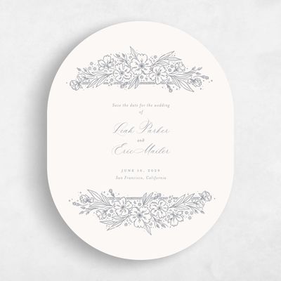 Beige Oval Wedding Save the Date - Yolande Portrait