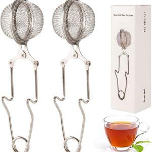 Snap Ball Tea Strainer, Exptolii 2 Pack Stainless Steel Tea Infuser Filter with Handle for Loose Leaf Tea, Spices, Seasonings
