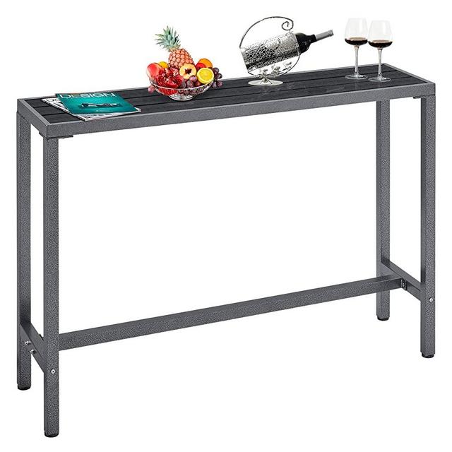 Mr IRONSTONE Outdoor Bar Table 54.3” Pub Height Dining Table Bistro Patio Table with Waterproof Top and Hammer Finish Stands