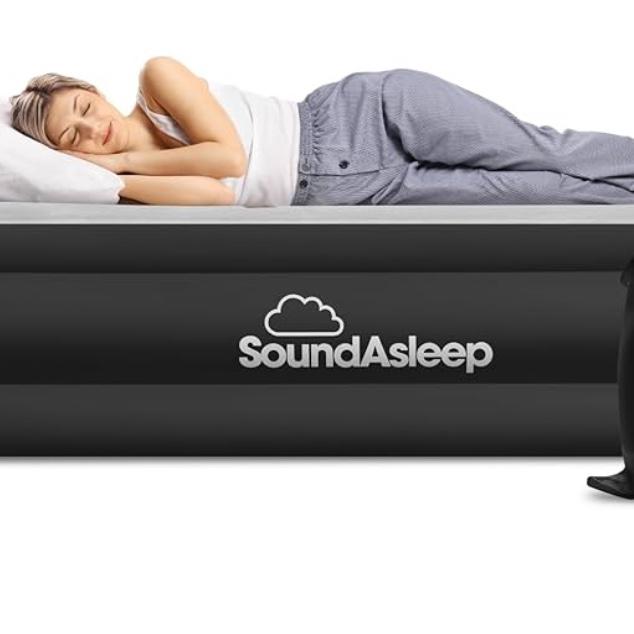 SoundAsleep Dream Series Luxury Air Mattress with ComfortCoil Technology & Built-in High Capacity Pump for Home & Camping- Double Height, Adjustable, Inflatable Blow Up, Portable - Full Size
