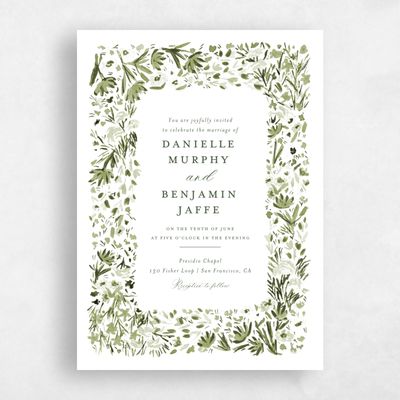 Green Wedding Invitation - Giverny Portrait
