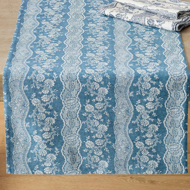 Hudson Cotton Table Runner - Blue/White