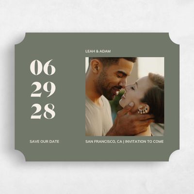 Green Ticket Wedding Save the Date - Everett Photo