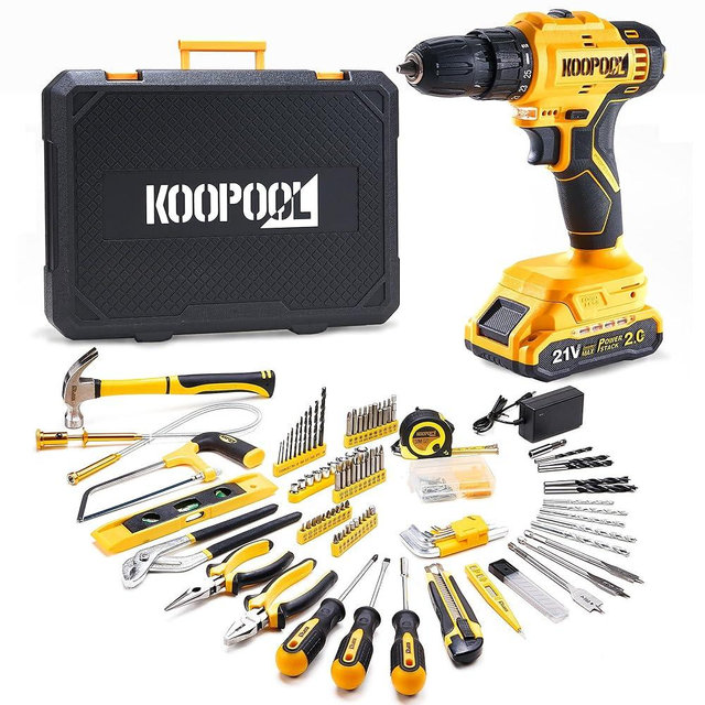 21V Tool Kits for Men Cordless Power Drill Tool Box with Battery Electric Drill Driver, Power Tool Home Improvement, for Men Home Hand Repair Basic Toolbox