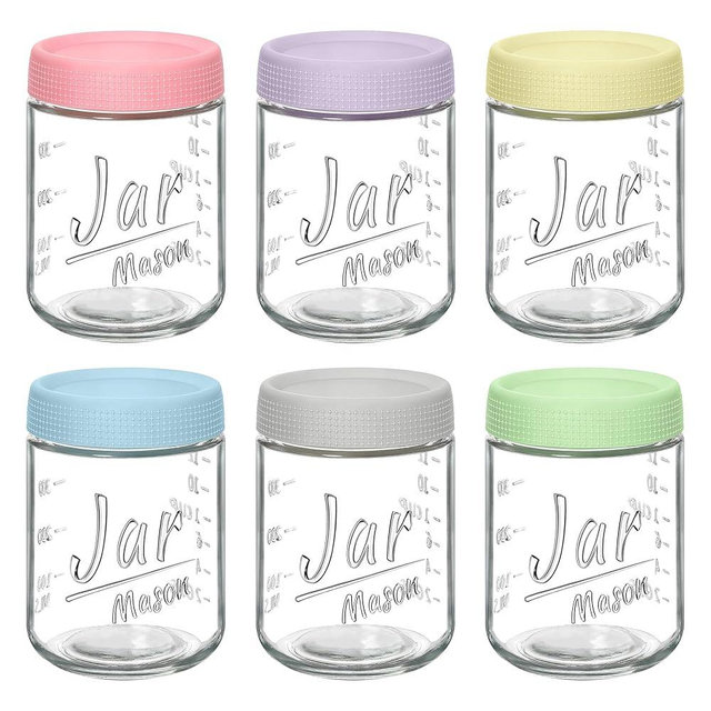 Xyptorix 6-Pack 16oz Overnight Oats Containers with Airtight Lids - Glass Mason Jars with Measurement Marks for Yogurt, Meal Prep & Chia Pudding, Stackable & Leakproof