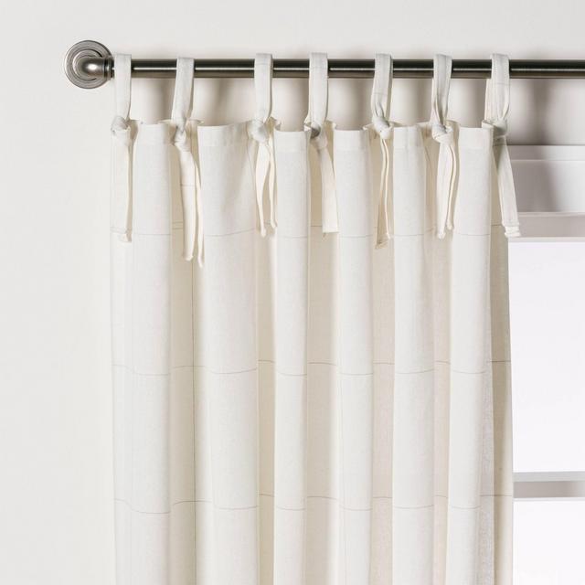 95" Windowpane Plaid Curtain Panel Sour Cream/Taupe - Hearth & Hand™ with Magnolia