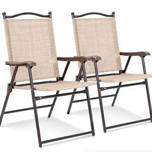 Costway 2 -Pack Brown Outdoor Folding Chairs