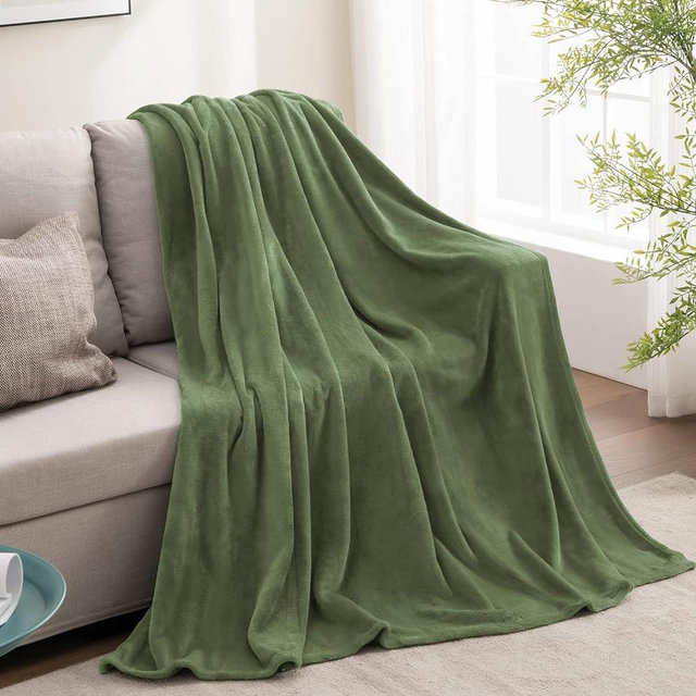 BEDELITE Fleece Blanket Olive Green Throw Blankets for Couch & Bed, 300GSM Luxury Plush Cozy Fuzzy Blanket 50" x 60", Super Soft Warm Spring Throw Blanket for Travel Camping