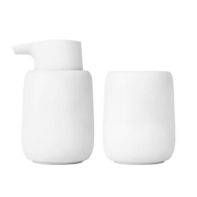 SONO Soap Dispenser & Tumbler, White, Set of 2