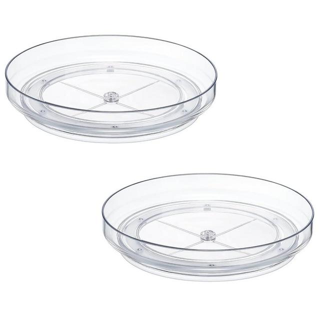 2 Pack, 10 Inch Clear Non-Skid Lazy Susan Organizers - Turntable Rack for Kitchen Cabinet, Pantry Organization and Storage, Fridge, Bathroom Closet, Vanity Countertop Makeup Organizing, Spice Rack