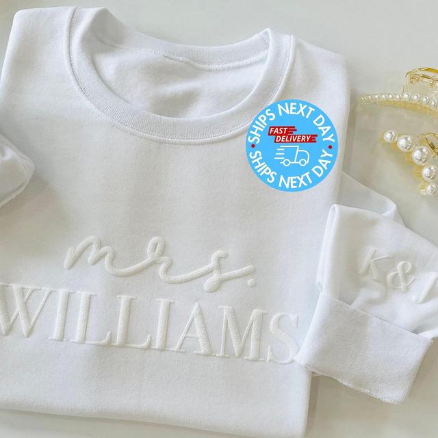 Custom Embossed Engagement gift Future Mrs Sweatshirt New Mrs Sweatshirt Bride sweatshirt Bride Crewneck Honeymoon Outfit Bride Sweater