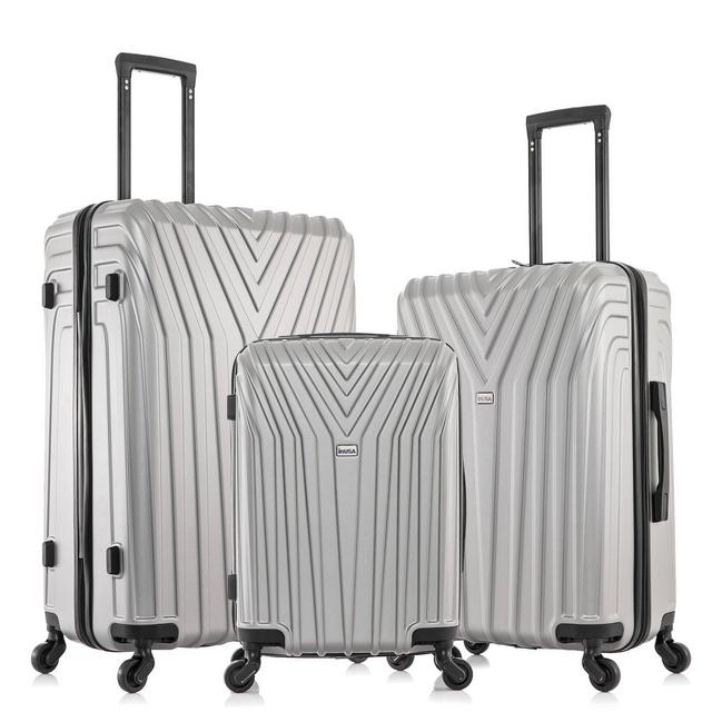 InUSA Vasty Lightweight Hardside Checked Spinner Luggage Set 3pc - Gray