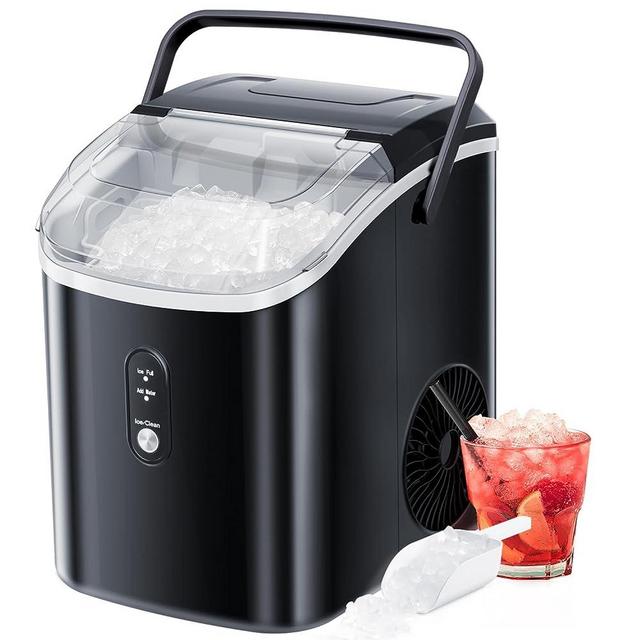 R.W.FLAME Protable Nugget Ice Maker Countertop, Pebble/Pellet Ice Maker Machine with Auto Self-Cleaning,11000Pcs/35Lbs/24Hrs, Ice Scoop and Basket,Ice Machine for Home Office Bar Party,Black