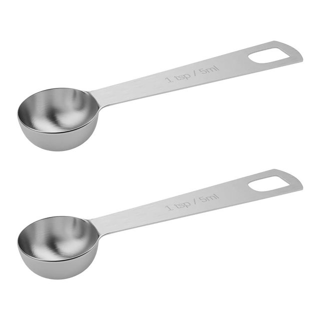 BERYLER® 2 PCS 1 Teaspoon(5 mL | 5 cc | 1/3 Tablespoon) Single Measuring Spoon, Stainless Steel Individual Measuring Spoons, Metal Measuring Spoons Only