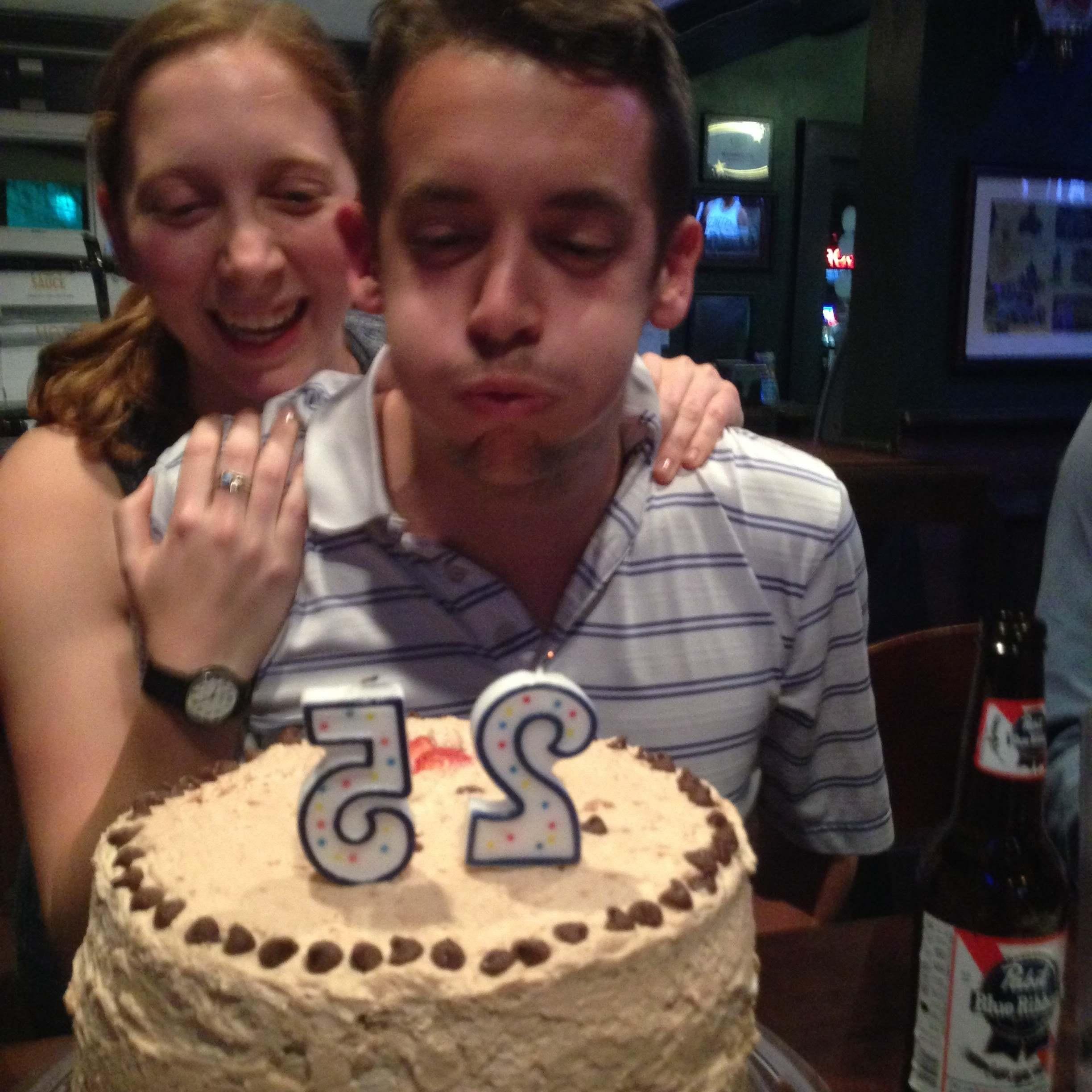 Celebrating Greg's 25th birthday at the bar where we met while playing trivia!