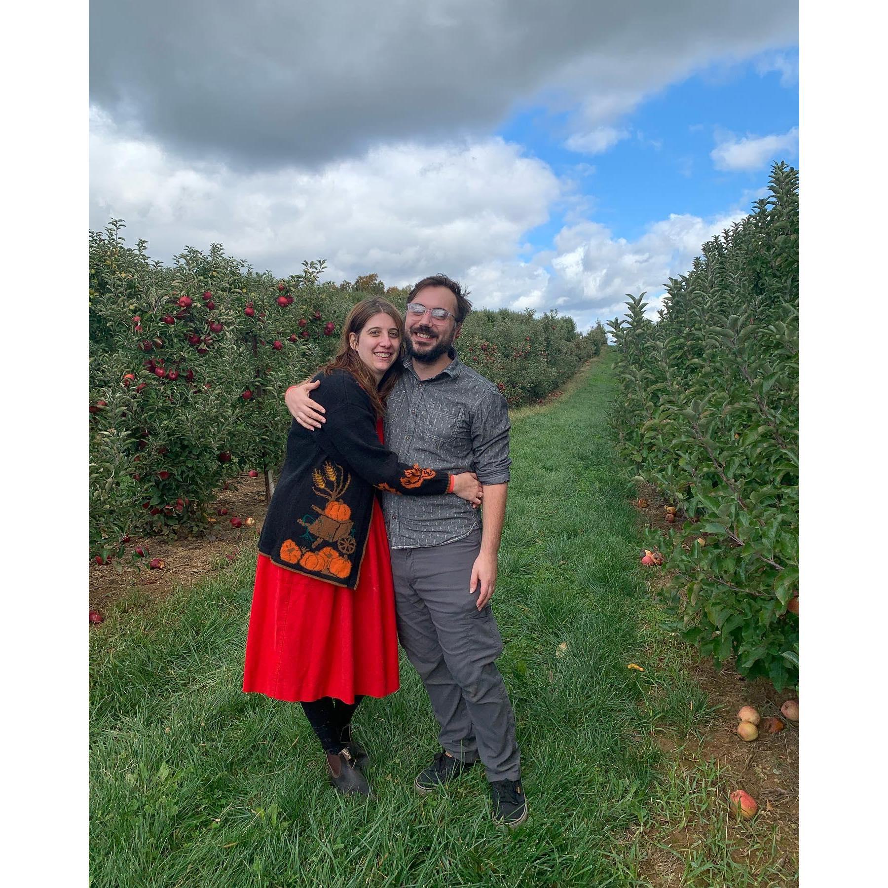 After he proposed at the apple orchard