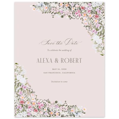 Pink Maximalist Wedding Digital Save the Date - Garden Gate Portrait