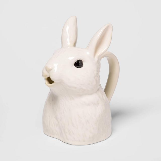 12.6 x 5.3 Decorative Ceramic Bunny Figurine White - Threshold