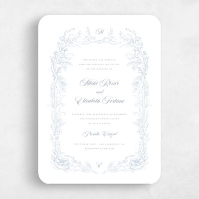White Floral Wedding Invitation - Leonid Portrait