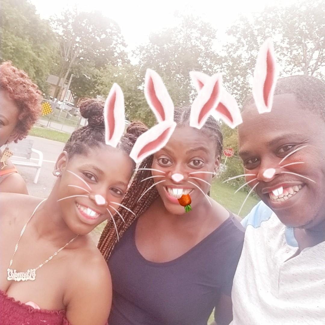 Just goofing off at the family reunion in Toronto last summer.