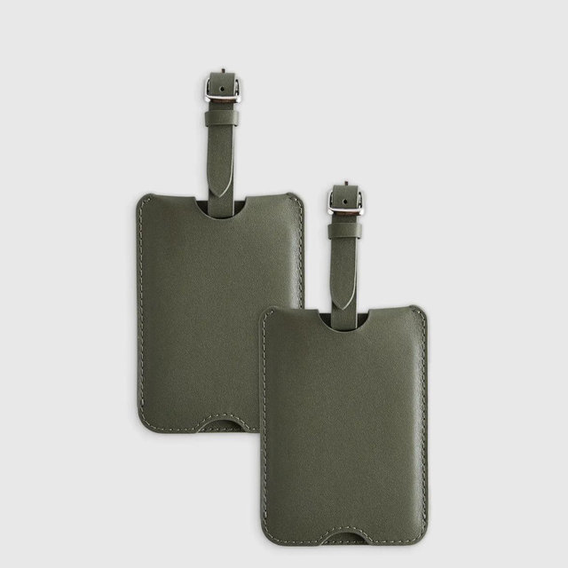 Nappa Leather Luggage Tag (2-Pack) - Olive