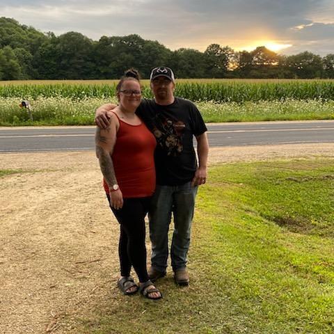 Brandon and Jenni at their engagement party. August 1, 2020