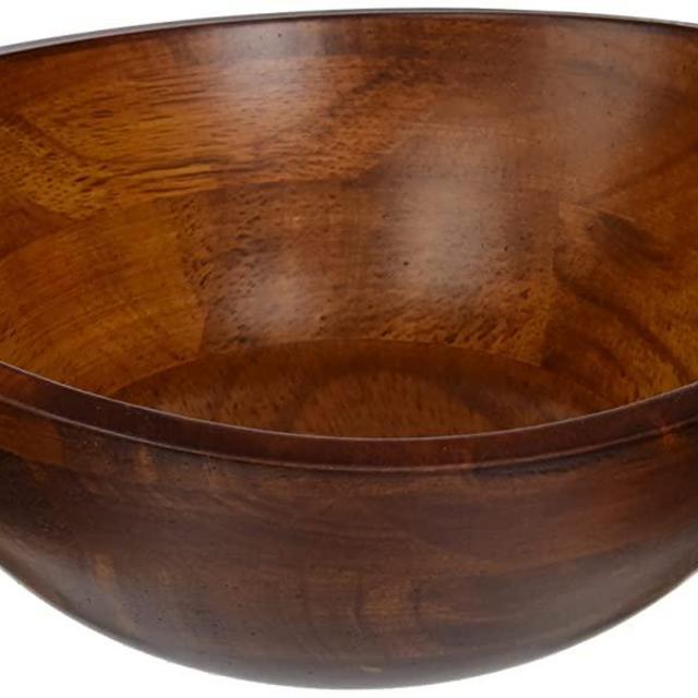 Lipper International 293 Cherry Finished Wavy Rim Serving Bowl for Fruits or Salads, Matte, Small, 7.5" x 7.25" x 3", Single Bowl
