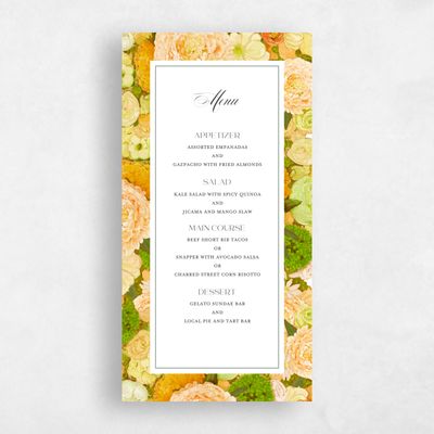 Orange Summer Wedding Menu - Horto