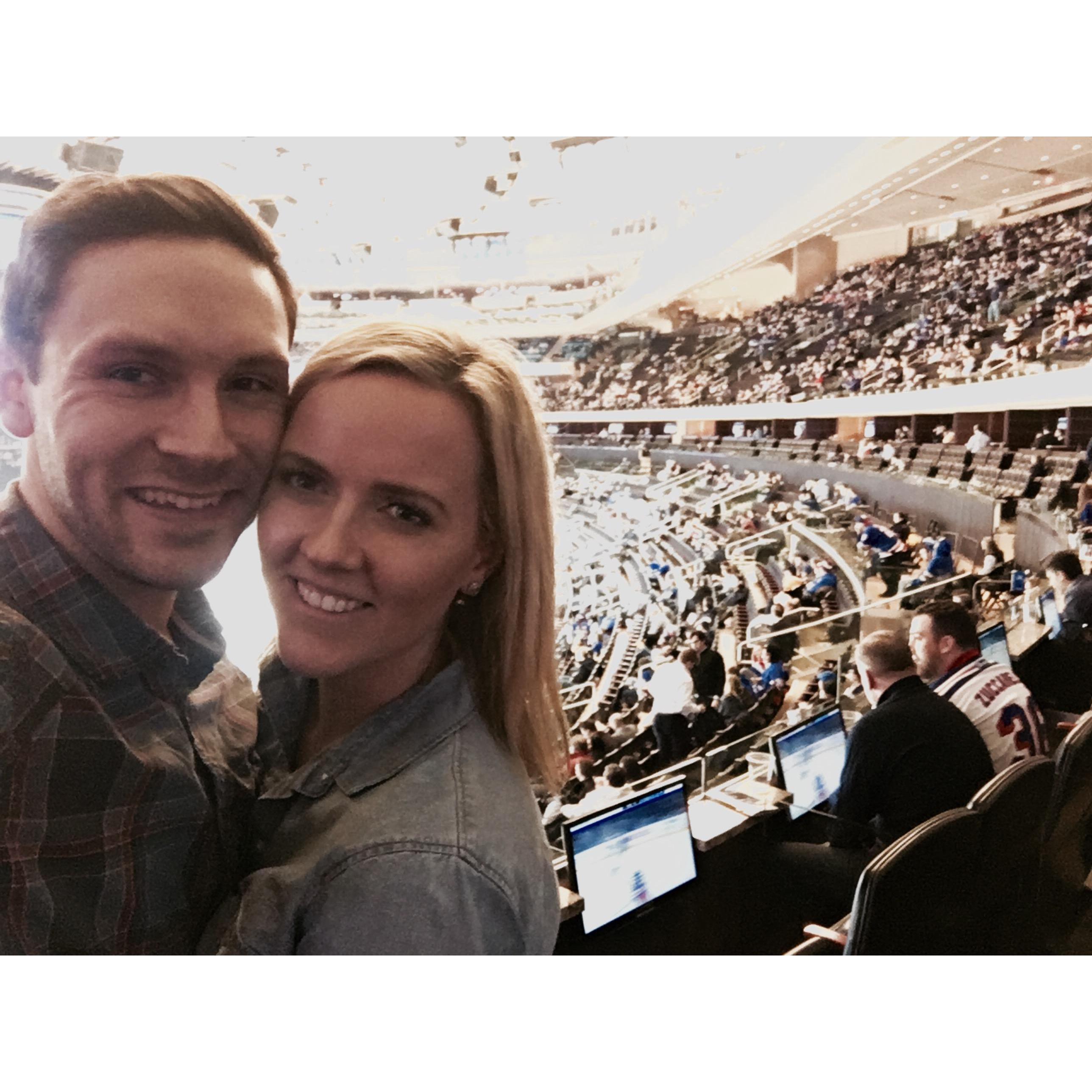 Our first photo together at a Bruins game at MSG