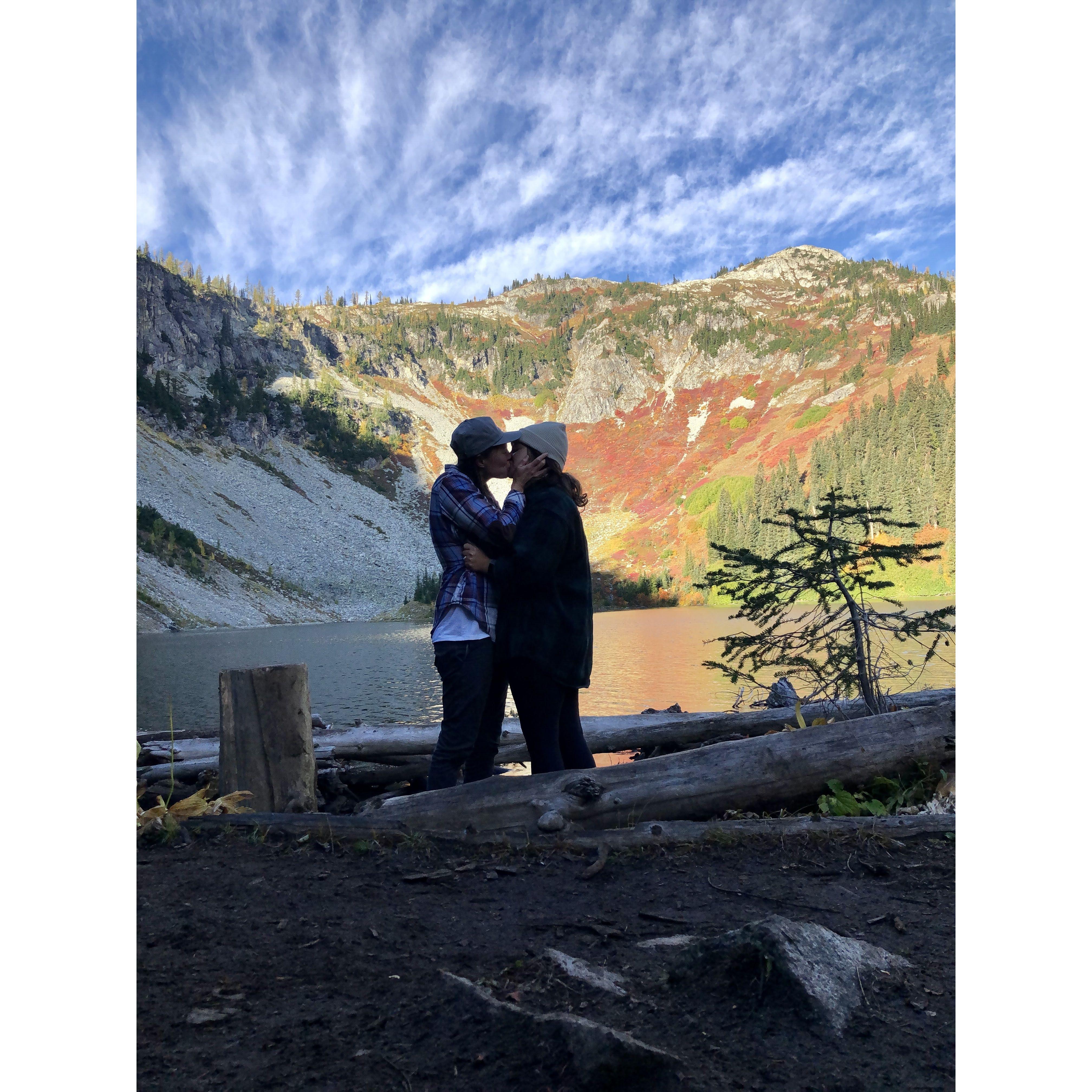 Liz proposed on the gorgeous Maple Loop Trail at peek larch season.