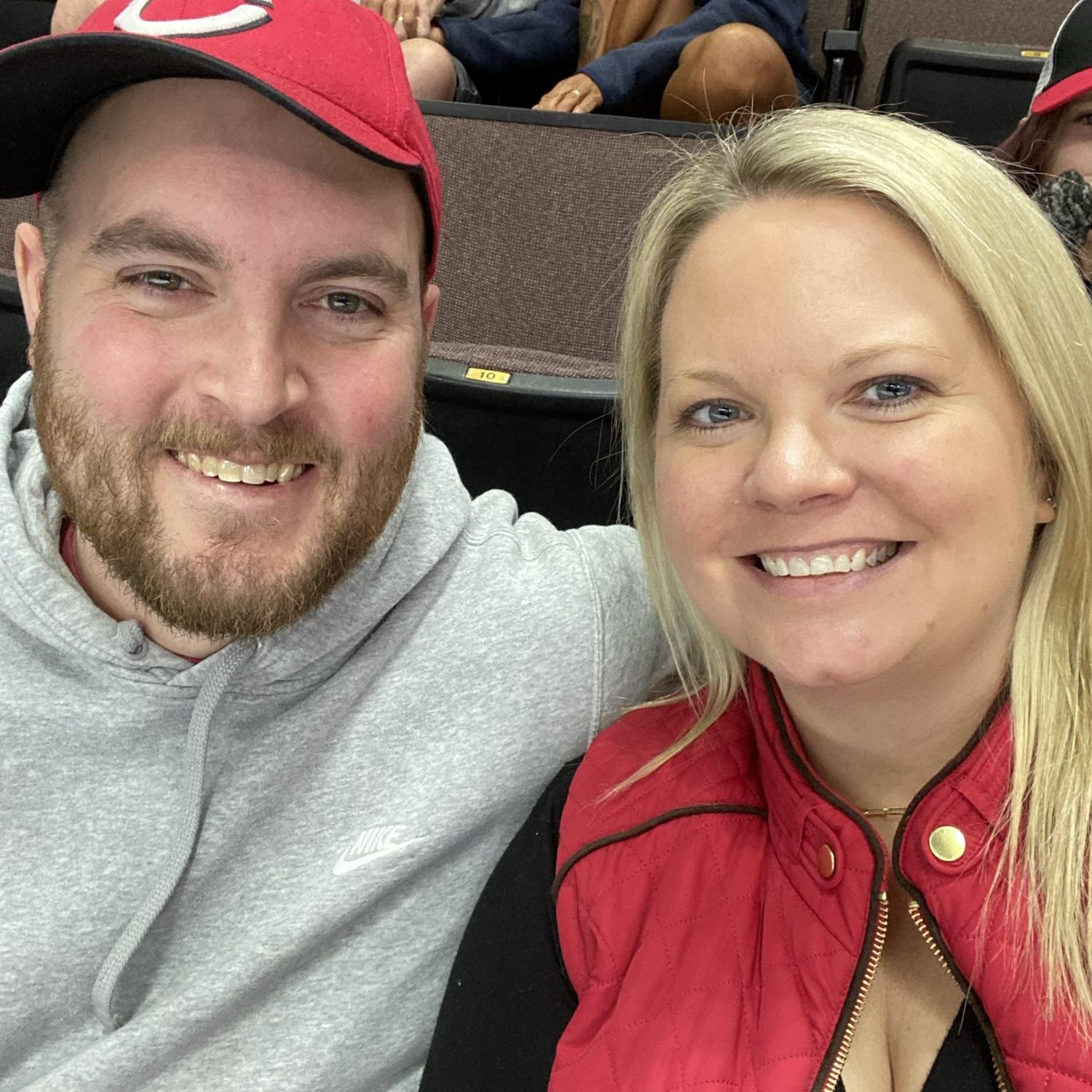Our first photo together. Taken at a Cincinnati Cyclones hockey game.