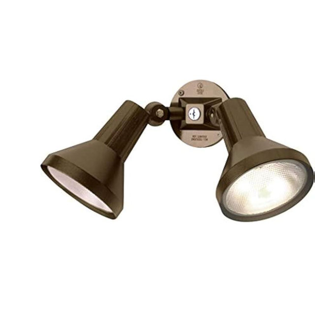 Ciata 15" Outdoor Security Flood Light 2 Head with Heavy Duty Cast Aluminum Body 150W PAR38 Weather Proof Dark Bronze Finish