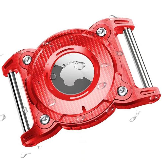 ONEONTA Airtag Dog Collar Holder | Airtag Dog Waterproof - Airtag Holder for Dog Collar with Removable Metal Loop, Sturdy TPU, Lightweight, Compact Size, Fits 1" Width Collar, Red