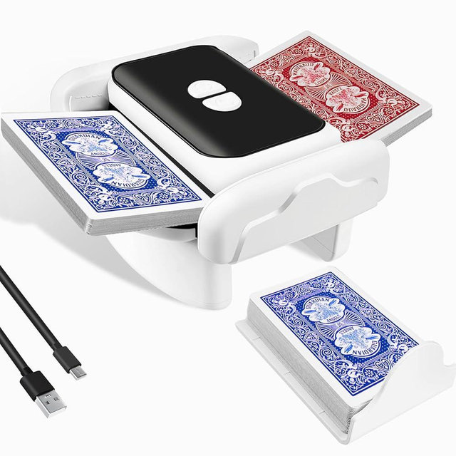 GONSIR Automatic Card Shuffler，Rechargeable One-Click Card Shuffler for 1-2 Decks, Low Noise & Efficient Shuffling Machine, Portable Electric Card Shuffler for Poker, UNO, Blackjack, Skip-Bo, Phase 10