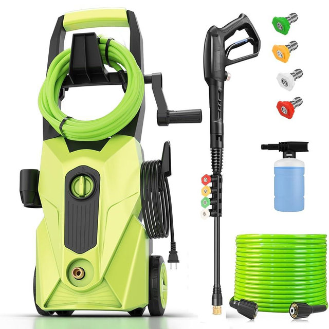 2025 New 5000PSI Electric Pressure Washer, Power Washer with 33FT Resistant Extension Hose and 4 Nozzles, Compatible with Undercarriage Cleaners, Professional Powerwashers for Home/Car(Light Green)