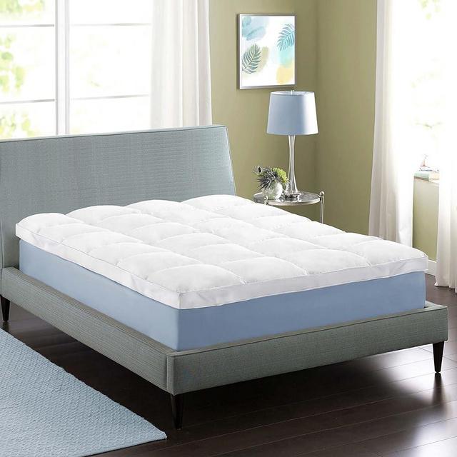 Superior Mattress Topper, Down Alternative, 2 Inch Deep Sized Bed Pillow Top, Comfort Pad, Fluffy Mattress-Topper Protector, Plush Cooling Extra Soft, Hotel Quality, Sleep, All-Season, Queen, White