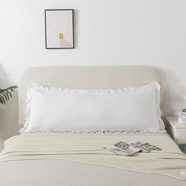 H HOUSEHOLD Body Size Pillow Cases Set of 1 - Ruffled Chic Boho Pillowcase 1 Pack, Super Soft and Cozy Pillow Case Covers with Envelop Closure, 20x54 Inches