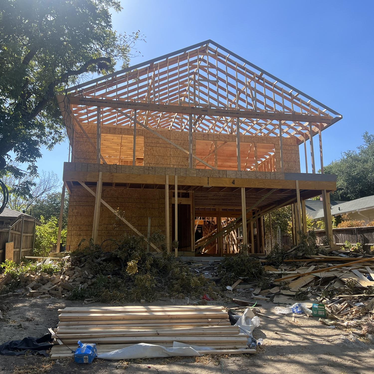 Our new rear roofline takes shape.