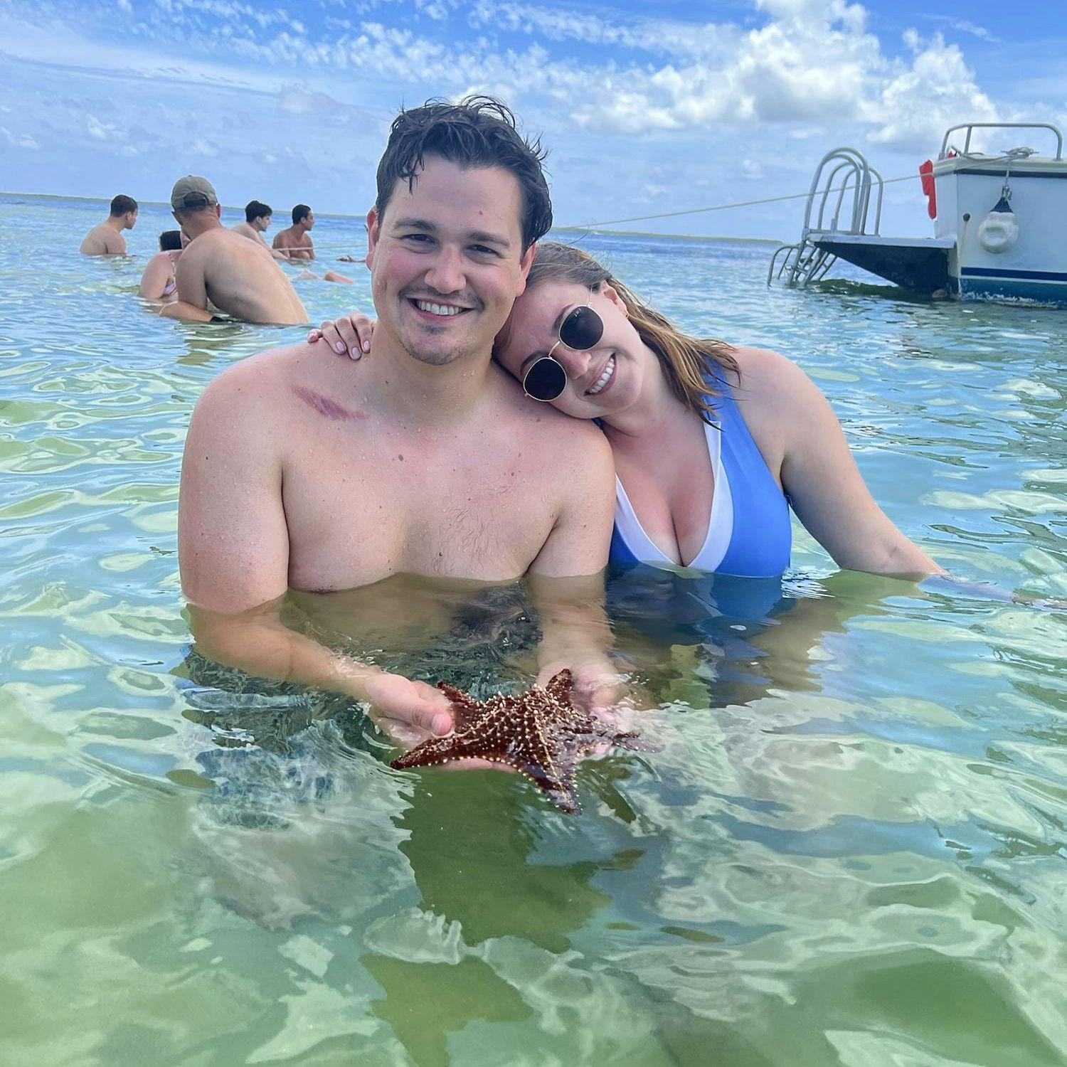 Swimming with starfish in Grand Cayman