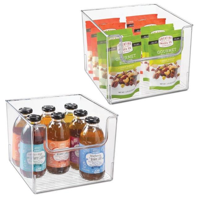 mDesign Modern Plastic Open Front Dip Storage Organizer Bin Basket for Kitchen Organization - Shelf, Cubby, Cabinet, Cupboard, and Pantry Organizing Decor - Ligne Collection - 2 Pack - Clear