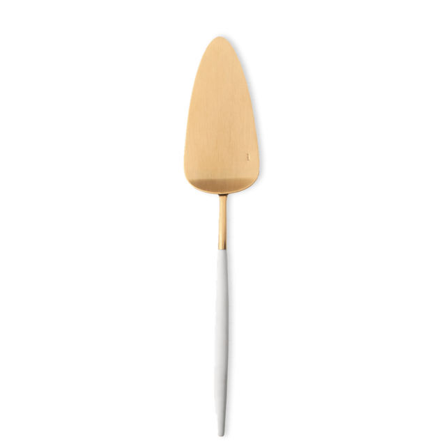 Goa White & Matte Gold Cake Server