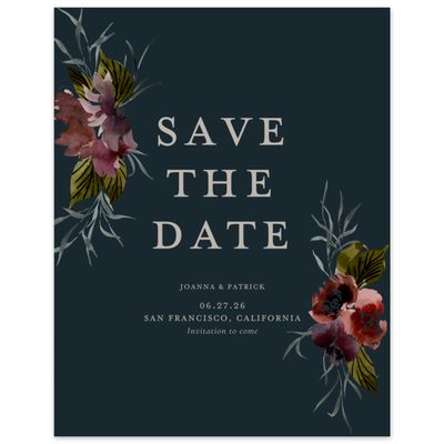 Darkest Teal, Blue Wedding Digital Save the Date - Holliston Portrait