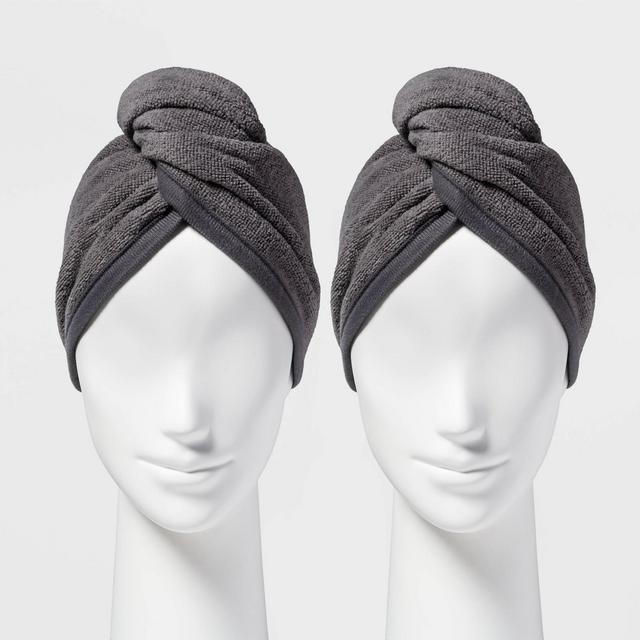 2pk Bath Hair Wrap Gray - Room Essentials™