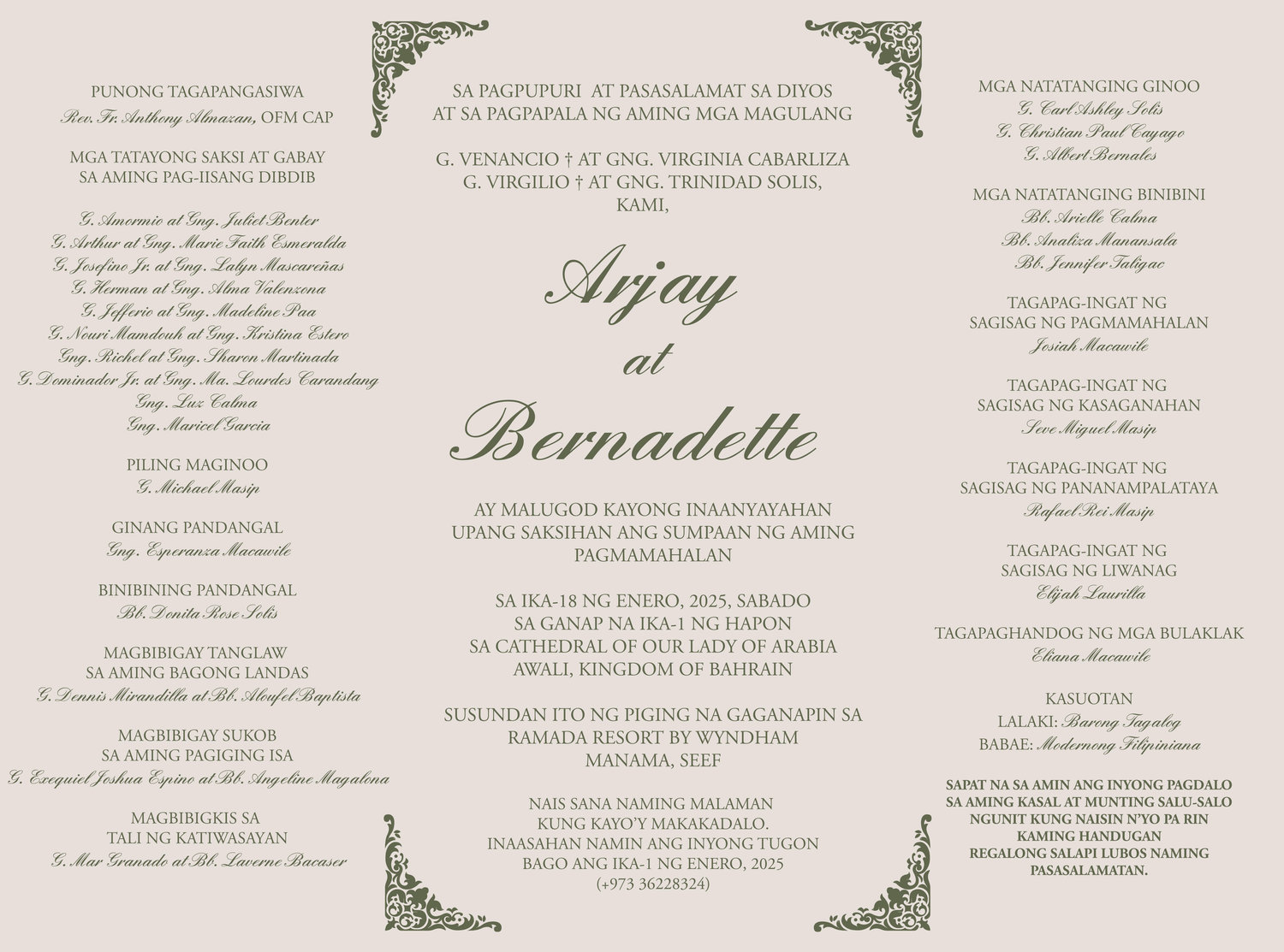 The Wedding Website of Bernadette Solis and Arjay Cabarliza